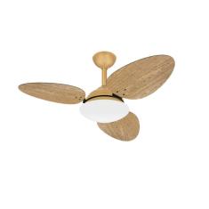 Ventilador De Teto Dourado 3 Pás Madeira Trevo Ventax 220V