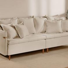 Sofá Fixo 2 Lugares Luxo 160 cm Atlas Bege Claro