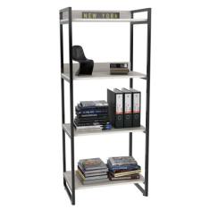 Estante Livreiro Prisma Estilo Industrial 60cm 4 Prateleiras Snow - Mp