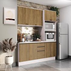 Cozinha Compacta Celeste Kappesberg 100% Mdf Branco/nogueira 190cm