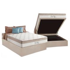 Cama Box Baú Casal: Colchão Molas Anjos Superlastic King Best + Base crc Suede Clean(138x188)