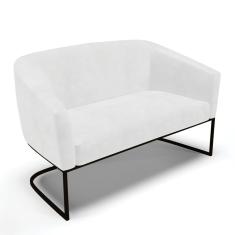 Sofá Namoradeira 2 Lugares Base Industrial Preto Stella Corano D03 - D'rossi Cor Branco
