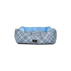Cama Para Cachorro Quadrada Em Poliéster Pied De Poule Azul E Cinza Pequena (p) 40 X 40 Cm