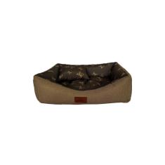 Cama Para Cachorro Retangular Em Corino + Poliéster Marrom Claro Lv Média (m) 55 X 42 Cm