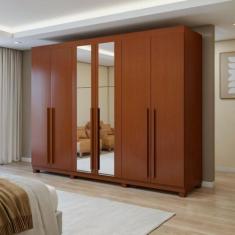 Guarda-roupa 6 Portas 4 Gavetas Bertha com Espelho e com Pés - Móveis 