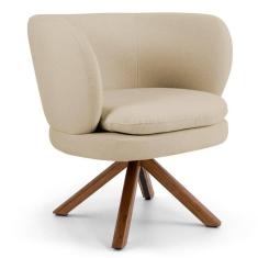Poltrona Decorativa Sala De Estar Melissa Base Giromad Giratória C-129 Linho Bege Escuro - Domi
