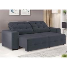 Sofá 4 Lugares Linoforte Bonno Retrátil e Reclinável Revestido em Tecido Suede - 230cm de Largura