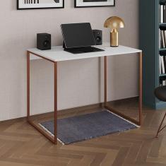 Escrivaninha Industrial Office Branca 90x53 Grécia Base Cobre