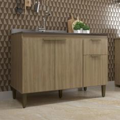 Balcão de Cozinha para Pia 120 Cm Alana 3 Portas 1 Gaveta Dourado - Jcarvalho