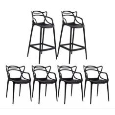 Kit Alegra 4 Cadeiras + 2 Banquetas Altas Ana Maria - Preto - Universa