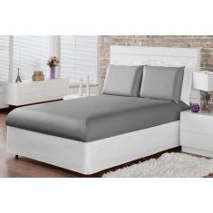 Jogo De Lençol King 3 Peças Com Elástico Cor Cinza - Shopping Home