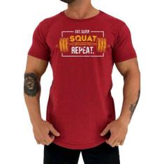 Camiseta Longline Manga Curta MXD Conceito Eat Sleep Squat Repeat, M, 