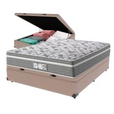 Cama Box Baú Bege e Colchão Evolution Molas Ensacadas Viúvo Probel