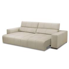 Sofá Retrátil Reclinável 4 Lugares 290cm Mare L08 Couro Off - Mpozenato