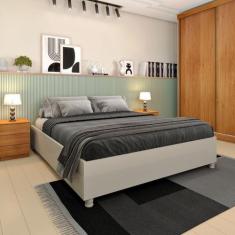 Cama Box Casal - Mônaco-Off White - Tcil Móveis
