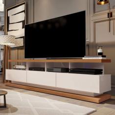 Rack Para Tv Até 72 Polegadas Vivare Com Rodízios Móveis Germai Off White / Freijó