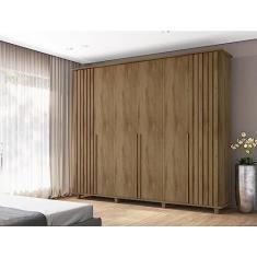 Guarda Roupa Casal 6 Portas Detalhe em Ripado 3 Gavetas Internas França Cinamomo