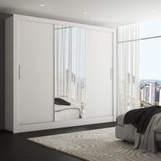 Guarda-Roupa Casal Katherine 3 Portas 3 Gavetas com Espelho Branco - Panorama Móveis