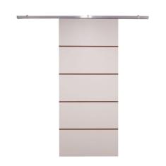 Porta De Correr Branco Prime Frisada Kit Alumínio F03 - 210x60