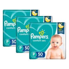 KIt Fralda Pampers Confort Sec Tamanho P Com 150 Unidades