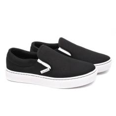Tênis Slip On Feminino Casual Lajupê - Lajupê Shoes, Preto, 35