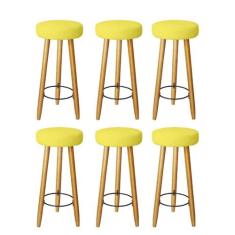 Kit 6 Banqueta Alta Elegance Bar Balcão Cozinha Bancada Pé Castanho Su