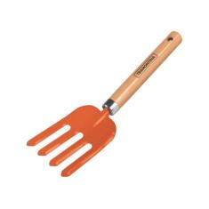 Garfo metalico 4 dentes para afofar terra com cabo madeira tramontina