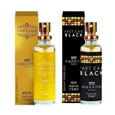 Kit 2 Perfume Masculino Fortune Fast Car Amakha Paris Bolso