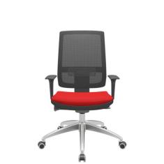 Cadeira Office Brizza Tela Preta Assento Aero Vermelho Autocompensador