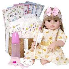 Boneca Estilo Bebê Reborn Baby Alive Princesa Cabelo Loiro - Cegonha R