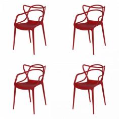 Kit 4 Cadeiras Allegra Solna OR Design Vermelho