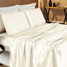 Jogo de Lençol Queen Romantic Cetim Charmousse 4 Peças - Palha