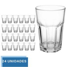Copo de vidro 350ml Drinks Vitamina Transparentes kit 24Un