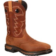 ROCKY Bota masculina original Ride Steel Toe impermeável Western B, Crazy Horse e Bridle Brown, 10 Wide