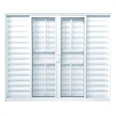 Janela de Alumínio Veneziana 100x150cm 6 Folhas com Grade e Vidro Liso Soft Plus Mgm Branco