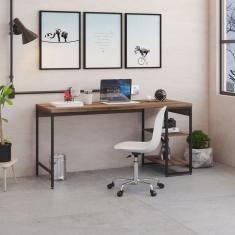 Escrivaninha com Estante Baixa 2 Prateleiras Estilo Industrial 150cm Active Yescasa