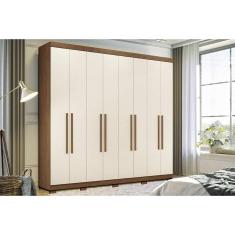 Guarda Roupa Casal 8 Portas E 4 Gavetas c/ Pés 8.4 Master New Jatoba/areia - Santos Andirá