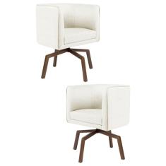 Kit 2 Poltronas Decorativas Base Ka Madeira Betina B-309 Veludo Bege - Domi