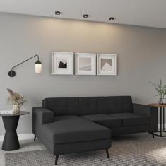 Sofá 3 Lugares Esquerdo Xangai com Chaise Esquerdo Pé Palito Linho Cot