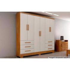 Guarda Roupa Casal 6 Portas E 6 Gavetas C/ Pés Encant/berlim Cumaru/fendi 25 - Novo Horizonte