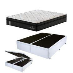 Kit Baú Queen e Colchão Madrid Molas Ensacadas Probel Branco