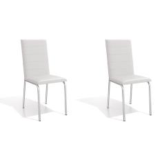 Conjunto com 2 Cadeiras de Cozinha Amsterdã Cromado e Branco