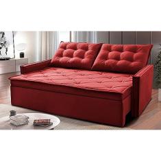 Sofá Sem Caixa Retrátil e Reclinável 1,85m Cama Inbox Studio Suede Velusoft Vermelho