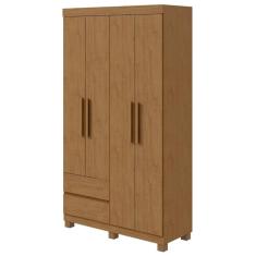 Guarda-Roupa Solteiro Zeus 4 Portas 2 Gavetas Amêndoa Clean