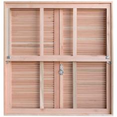 Janela de Madeira Veneziana 100x120cm Com Caixilho e Guilhotina EWK G990 Rondosul Marroml