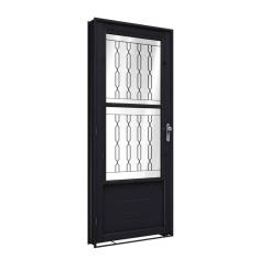 Porta de Aço de Giro com Postigo e Grade Mosaico 215x90cm Facilitá Lucasa Preto