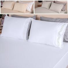 Jogo de Cama Casal 3 Peças Micro Percal 300 Fios Bordado - BF Colchões