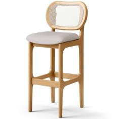 Banqueta Alta Para Cozinha Bancada Sala Tela Betta Fixa L02 Linho Bege - Lyam