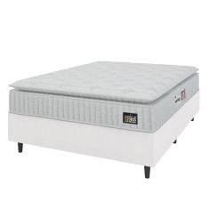 Cama Box Colchão Casal Espuma D33 Vangogh Pillow Top 138x188x67cm Linho Branco Hellen - Suporta até 120kg por Pessoa