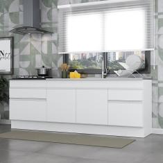 Kit 2 Balcões Gabinete Pia 150Cm E Cooktop 70Cm Branco